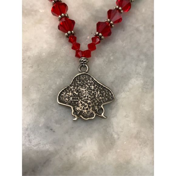 .925 Pirate Sterling Silver Charm with Black Red Austria Crystals Necklace #hand - Picture 5 of 6